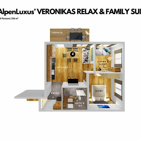 Veronikas Relax & Family Suite - Sun Terrace And Car Park By Alpenluxus Appartements Apartment